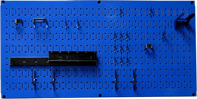 Wall Control Modular Pegboard Tool Organizer System - Wall-Mounted Metal Peg Board Tool Storage Unit for Wall Storage Tiling (Blue Pegboard)