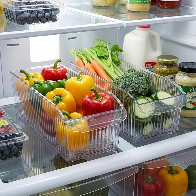 BINO | Plastic Storage Bins with Wheels, Large | THE ROLLER COLLECTION | Clear Storage Bins for Organization | Clear Containers for Pantry | Fridge & Freezer Organizer Bin Cabinet & Pantry Organizers