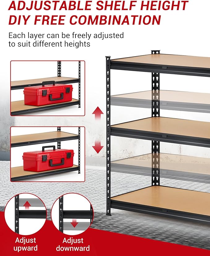 GarveeTech Heavy Duty Garage Shelving Units,3-Tier Adjustable Storage Shelves,60 x24 x 36 Inch,Loads 1320 LBS,Adjustable Garage Storage Shelving, Metal Storage Utility Rack Shelf Unit