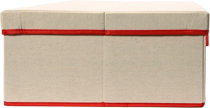 Household Essentials Holiday Gift Wrap Organizer with Lid, Natural and Red
