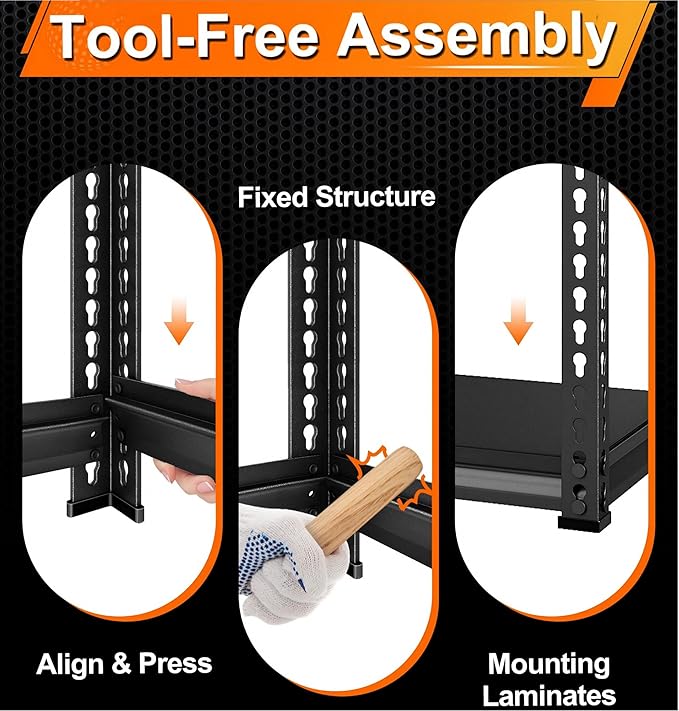 Metal Garage Shelving for Storage - 40'' W 1,680 Lbs Heavy Duty 4 Tier Utility Shelves Freestanding - Adjustable Rack Units for Basement Pantry Kitchen - 40" W x 16" D x 62" H Black