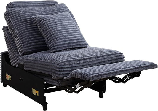 LEVNARY Modular Power Recliner Chair, Faux Rabbit Fur Upholstered Single Seat with Electric Lift Function, Compatible with Modular Sofa System (Gray)