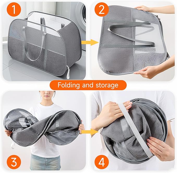 Large Collapsible Laundry Hamper,95L Capacity laundry basket with Handles,Breathable Mesh Design,Sturdy Steel Frame Clothes Hamper,Hampers for Bedroom,Dorm, Bathroom, Home