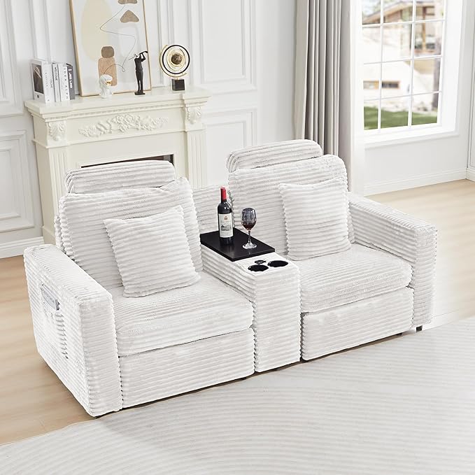 LEVNARY Modular Armless Chair Set of 2, Faux Rabbit Fur Upholstered Single Seat for Sectional Sofa Expansion (White)