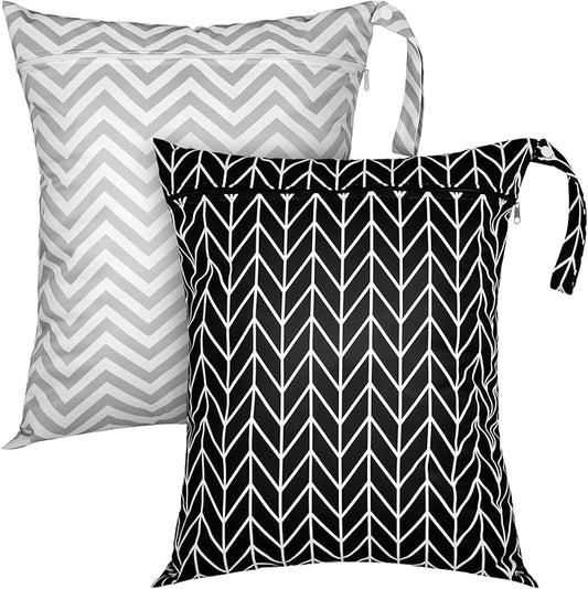 Shappy 2 Pack Large Travel Laundry Bags, Large Wet Dry Waterproof Dirty Clothes Bag for Suitcase, Swimsuit Beach Gym College Dorm Wet Bag(Stripe Style)