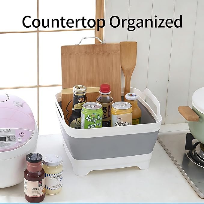Foldable Sink Vegetable Fruit Bowl Dish Washing Storage Basin Basket, Portable Space-Saving for Kitchen, RV, Campers, and Travel Trailers