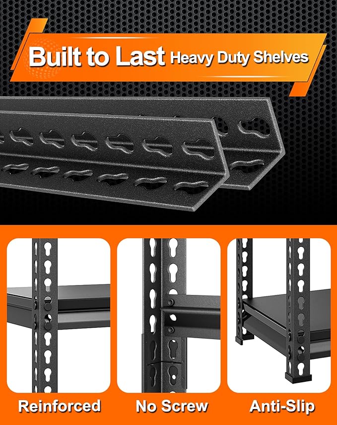 Metal Garage Shelving for Storage - 48'' W 2,500 Lbs Heavy Duty 5 Tier Utility Shelves Freestanding - Adjustable Rack Units for Basement Pantry Kitchen - 48" W x 18" D x 78" H Black