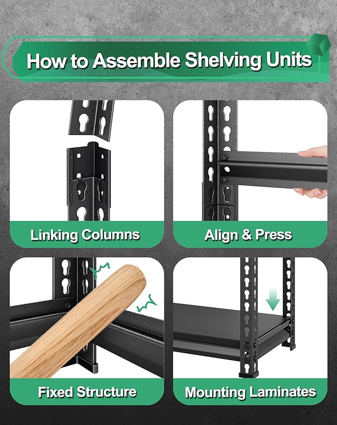 Metal Heavy Duty Garage Shelves: 48''W 3,000Lbs Steel Adjustable Storage Industrial Utility Shelving Rack Units 5 Tier Black 48" W x 24" D x 78" H