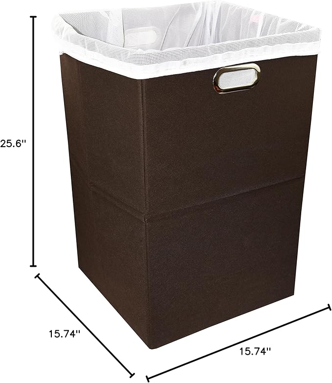Extra Large Laundry Hamper with Laundry Bag, Foldable Clothes Basket with Metal Handles & Moisture-Resistant Base, Premium Durable Fabric for Bathroom, Dorm, and Family (Brown)