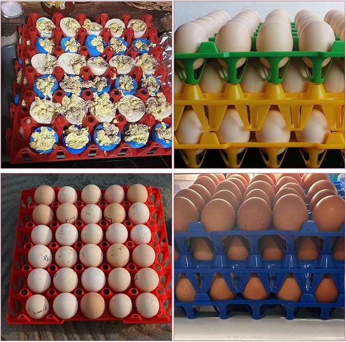 16 Pack Plastic Egg Tray Egg Crates, 30 Egg Flats Stackable, Reusable Egg Storage Trays for Chicken Coop & Farm, Large Plastic Egg Holder for Collecting, Storing & Transporting Eggs