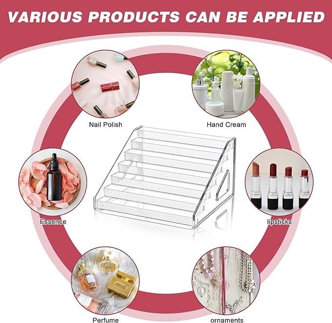 3-Tier Clear Acrylic Nail Polish Storage, Holds 24-48 Bottles, Multi-Purpose Nail Polish Rack, Sunglasses, Essential Oils and Cosmetics