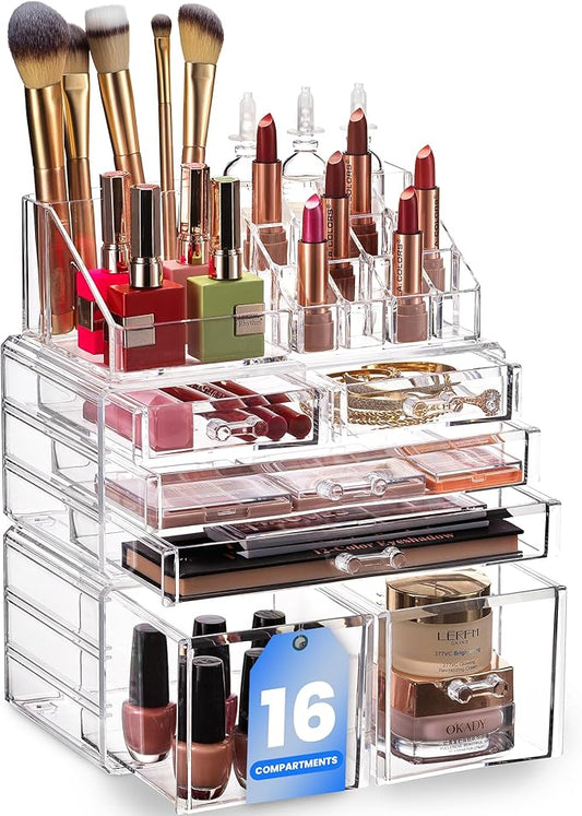 Masirs Clear Cosmetic Storage Organizer, Classy Design, Versatile, Simplifies Your Life