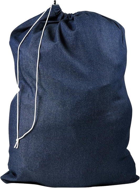 Laundry Bag - Locking Drawstring Closure and Machine Washable. These Bags will Fit a Laundry Basket or Hamper and Strong Enough to Carry up to Three Loads of Clothes. (Denim)