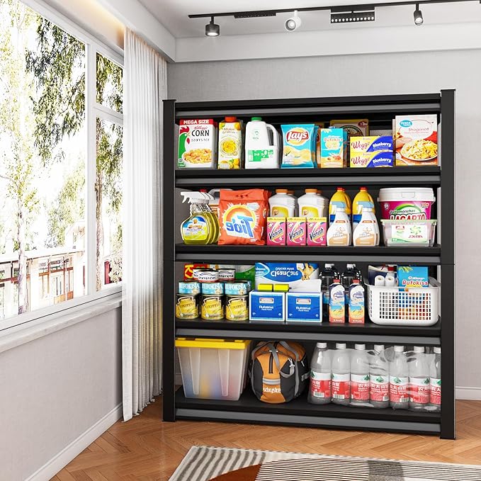 Metal Garage Shelving Heavy Duty，2750LBS Loads Garage Storage Shelves, 48”W 5-Tier Adjustable Storage Racks and Shelving Units for Garage Basement and Kitchen, 48”W x 18”D x 78”H,Black