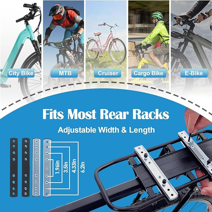 Quick-Release Bike Adapter Plate Set with Lock, Universal Fit for Rear Luggage Carrier Plate, Modular Mounting System for Bags, Crates, Pets, Commuter & Delivery Use