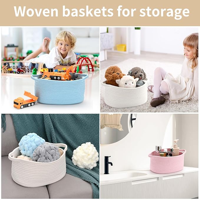 Happyiren Cute Woven Storage Basket with Handle – Hunter Green Empty Gift Burr Basket for Valentines Day, Birthday, Holiday Gifts, Eco-Friendly, Decorative Organizer Bin for Nursery, Plants