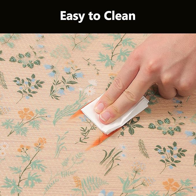 INNOLITES Shelf Liners for Kitchen Cabinets – Drawer Liner Waterproof & Oil-Proof, Non-Adhesive EVA with Floral Pattern – Durable Washable, Easy to Cut (Sage Green, 17.5" x 78.7")