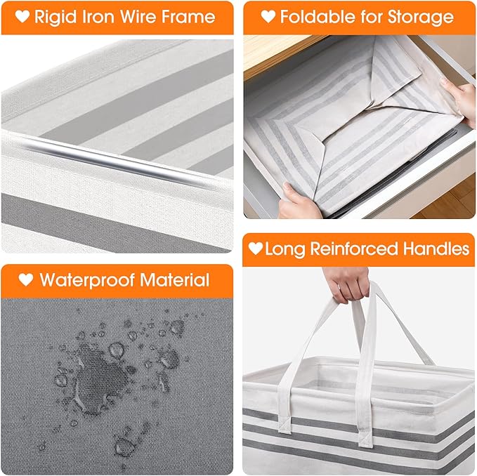 4 Pack Large Laundry Baskets, Laundry Hampers, Freestanding Waterproof Collapsible Clothes Bag with Extended & Reinforced Handles - Clothes Basket for Dorm, Bathroom, Home (75L)