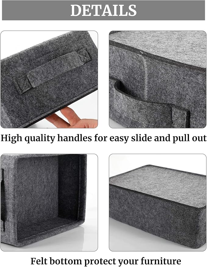 Small Basket Shallow Storage Baskets Felt Storage Basket Bin Long Narrow Basket for Towels Dog Cat Toys Office Supplies Dippers Baby Toys Storage Basket Light Gray