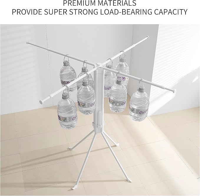 RFOUO Clothes Drying Rack Tripod Aluminum-4rods16 Clips,Portable Foldable Drying Rack,Space-Saving,Drying Rack Clothing for Laundry Bedroom Household RV Camping