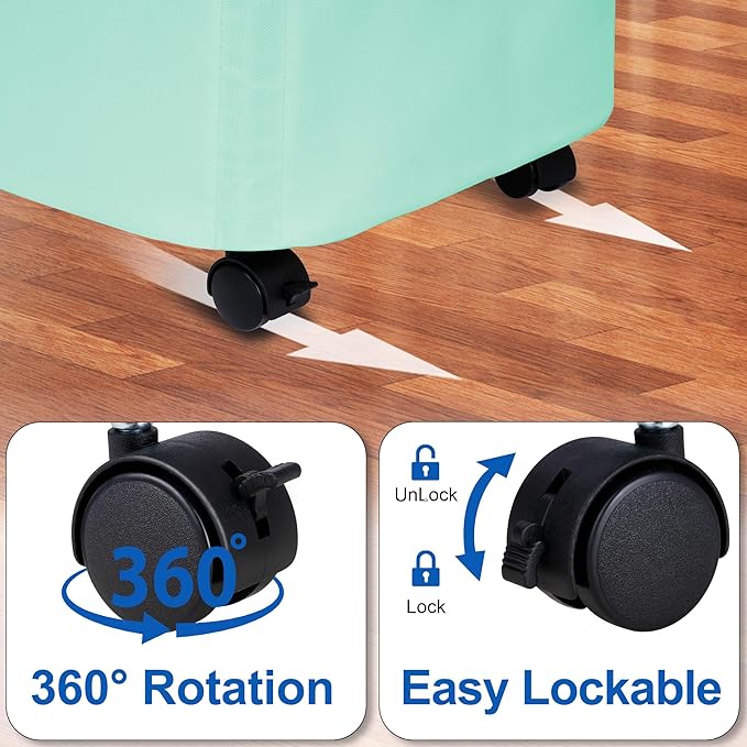 Vincona Slim Laundry Hamper with Lid and Wheels, Small Rolling Laundry Basket with Handle for Small Spaces, Tall Dirty Clothes Hampers for Dorm, Bathroom and Bedroom, 75L, Light Blue