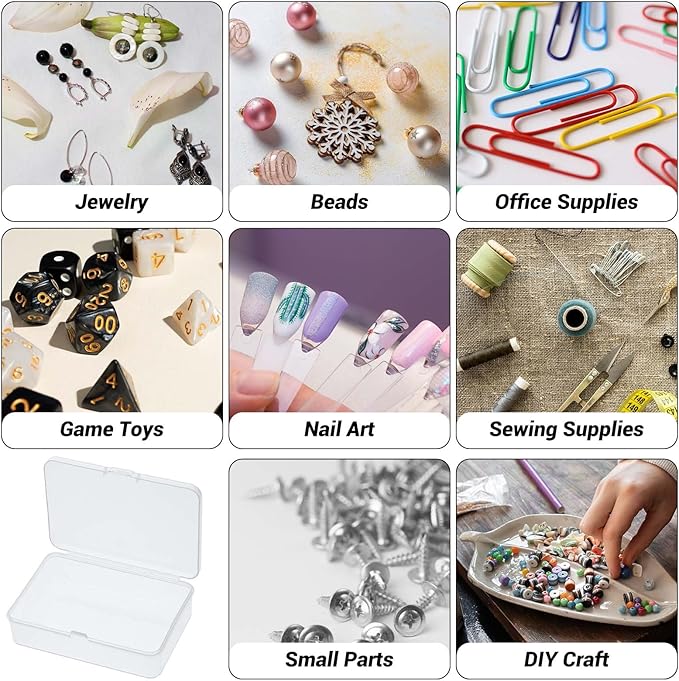 5 Pcs Mini Plastic Storage Containers Box with Lid, Small Storage Containers Travel Case 4x3x1 Inches Clear Rectangle Box Organizer for Collecting Small Items, Beads, Jewelry, Cards, Crafts