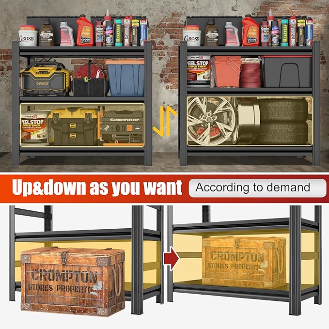 3-Tier Storage Shelves, Adjustable Pantry Shelves，KitchenStorage Standing Baker's Racks, Shelving Unit for Kitchen, Living Room, Dinning Room, Coffee Bar (31.5'H×27.6'W×11.8'D)