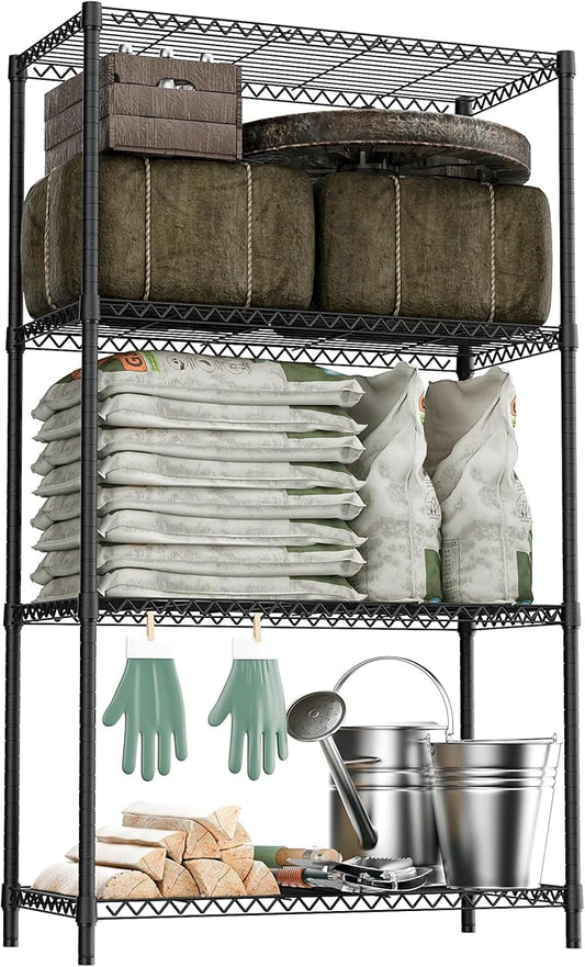 M MZG 2400LBS 35.5" W Standing Shelf Units Wire Rust-Proof Outdoor Storage Shelving 4-Tier Utility Shelving Unit for Garden Home,Kitchen,Office Dark Grey 17.7" D x 35.5" W x 59.4" H