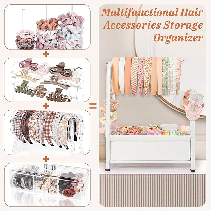 Keebofly Headband Holder Stand - Versatile Organizer for Scrunchies, Bows & Claw Clips - Compact Hair Accessories Storage for Girls, Women, Babies