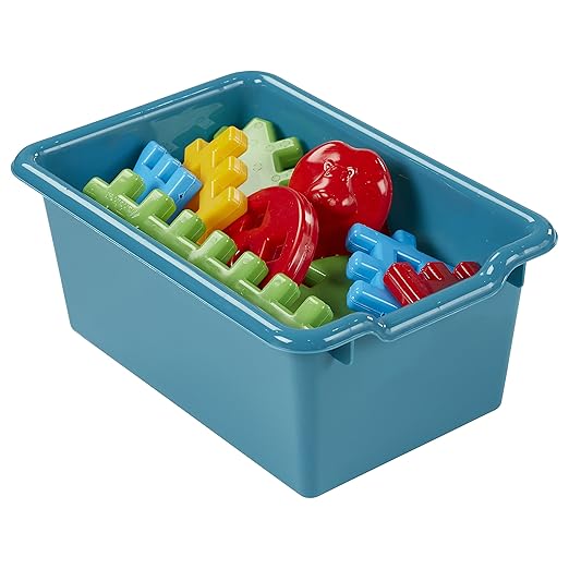 ECR4Kids Scoop Front Storage Bin, Multipurpose Organization, Turquoise, 5-Piece