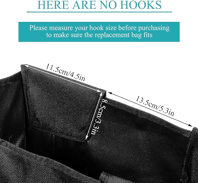 3 Pcs Black Hypotenuse Laundry Sorter Replacement Bags Hamper Cart Removable Replacement Bags Laundry Storage Organizer Bag Hamper Liner, No Hooks (14.76 x 8.66 x 23.23 Inch)