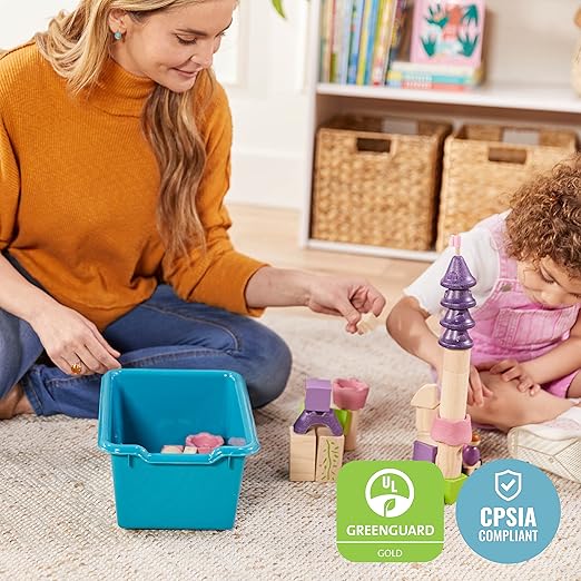 ECR4Kids Scoop Front Storage Bin, Multipurpose Organization, Turquoise, 5-Piece