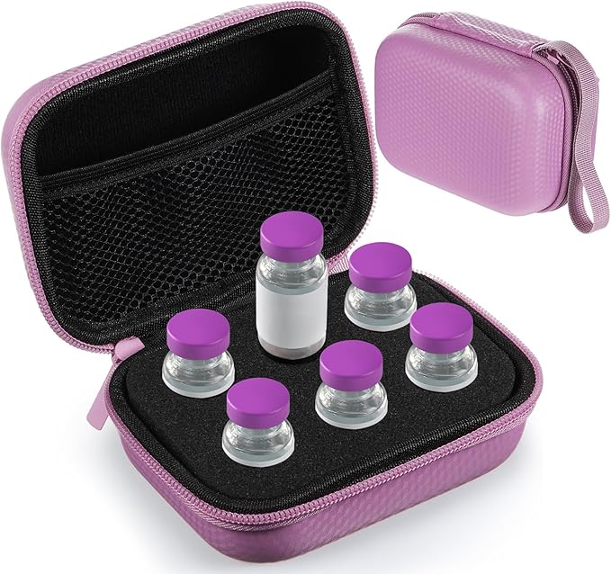 Teenyyou 6 Slots Insulin Peptide Fridge Carrying Case Vial Holder Storage Protector Bag, Fits Standard 10ml Vials, Insulin Cooler Travel Kits Case Organizer Diabetes Protector(Purple)