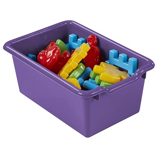 ECR4Kids Scoop Front Storage Bin, Multipurpose Organization, Purple, 5-Piece