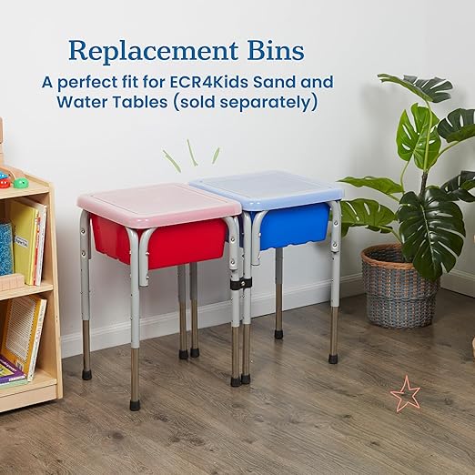 ECR4Kids Stackable Square Bins with Non-Snap Lids, Multipurpose Organization, Red, 4-Pack