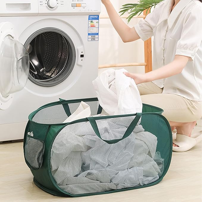 4 Pcs pop up laundry hamper Sturdy Large Capacity collapsible laundry basket,Laundry Room,Toy storage,Versatile Use-Home,Camping,Dorm,Hotel,Travel(Green)