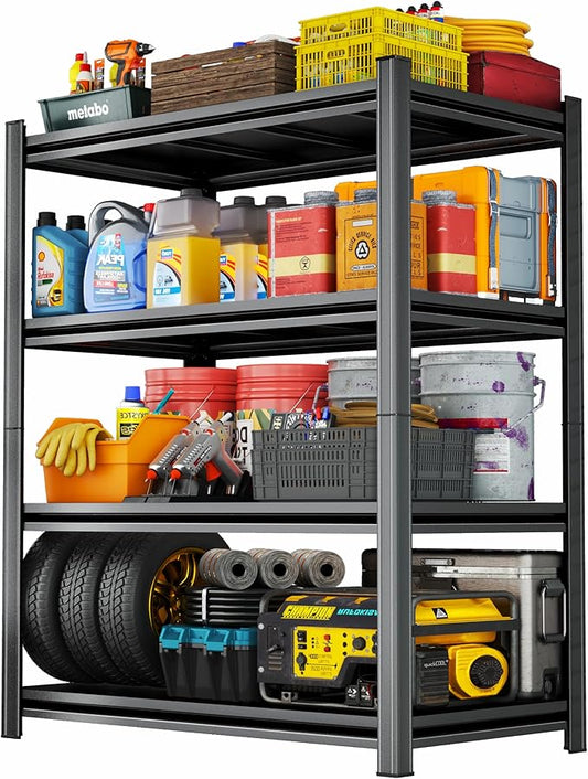 63''H*40W'' Garage Shelving Metal Garage Shelf Unit 4-Tier Storage Shelves Heavy Duty Shelf Organizer Industrial Shelves for Warehouse Basement Kitchen Pantry Commercial, Black