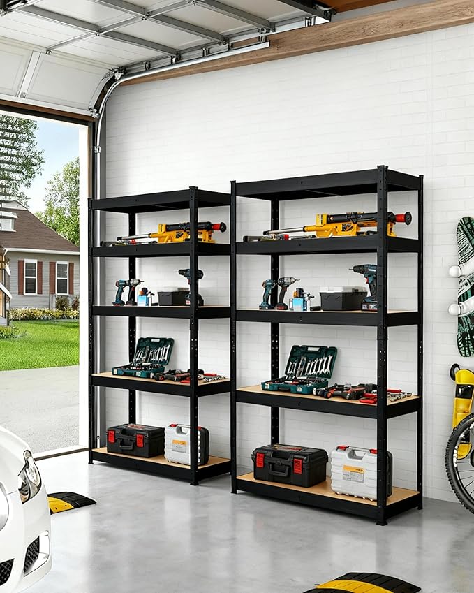 Garvee Garage Storage Shelves,60x24x72 Garage Shelving Heavy Duty Metal Adjustable Garage Shelves,5-Tier Adjustable Shelving Units,Loads 2500 LBS,Metal Storage Utility Racks for Warehouse