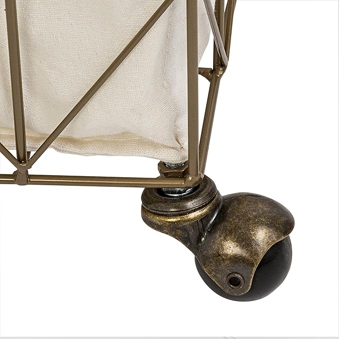 Coastal Collection Wire Laundry Hamper w/Canvas Liner & Wheels, Bronze