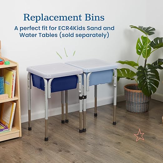 ECR4Kids Stackable Square Bins with Non-Snap Lids, Multipurpose Organization, Navy, 4-Pack