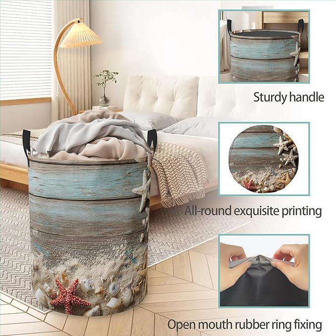 Laundry Basket With Handle, Dirty Clothes Laundry Hamper, Oxford Cloth Bin Storage Organizer for Toy Collection