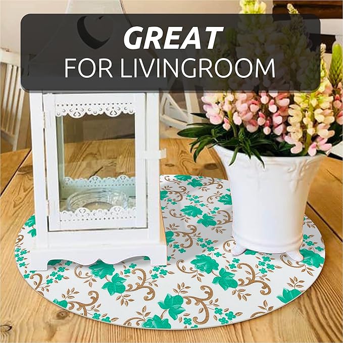 12X120 Inch Shelf Liner for Kitchen Cabinets, PVC Drawer Liner for Dresser Non-Slip Bathroom, Non-Adhesive Cabinet Liner Washable (Green Floral)(1 Roll)