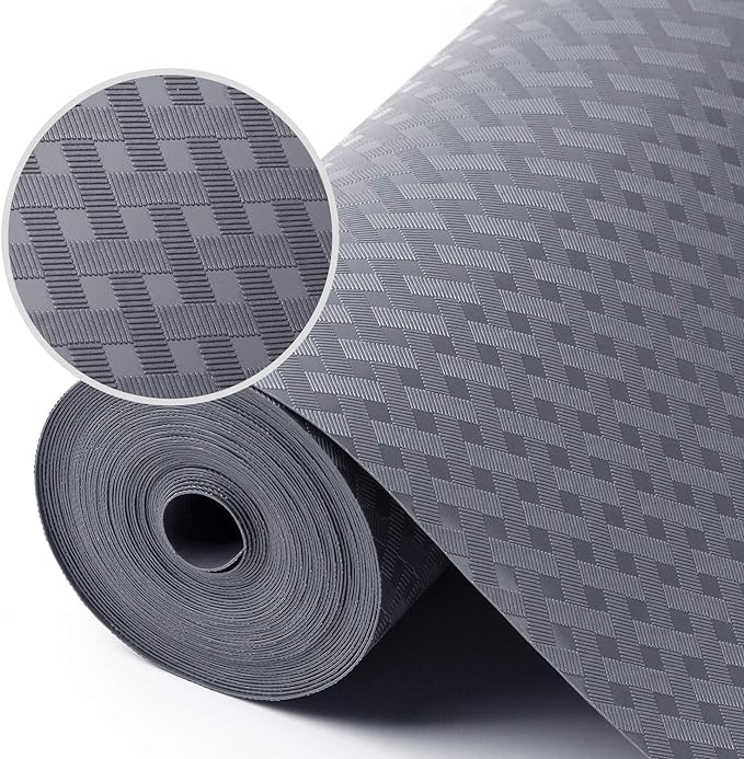 Shelf Liners for Kitchen Cabinets Refrigerator Liners Waterproof Kitchen Cupboard Liner Durable Plastic Drawer Mats EVA Material Non Adhesive Fridge Liner for Shelves (23.6 x 157.4 inches, Gray)