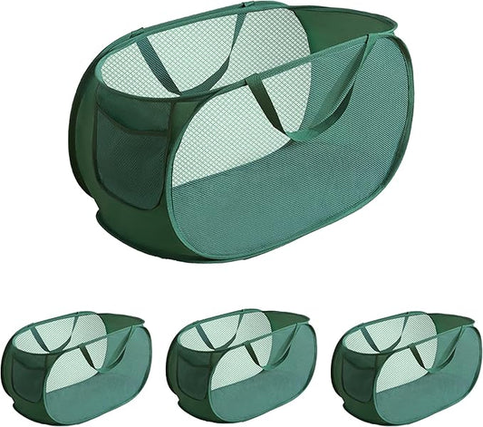 4 Pcs pop up laundry hamper Sturdy Large Capacity collapsible laundry basket,Laundry Room,Toy storage,Versatile Use-Home,Camping,Dorm,Hotel,Travel(Green)