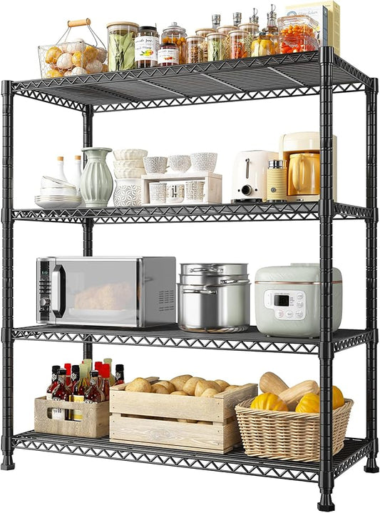 REIBII 35.5" W Wire Shelving Storage Shelves Metal Shelves Heavy Duty Shelving, Adjustable Garage Storage Wire Shelf Pantry Shelves for Kitchen Rack, Bedroom, 35.5''W x 14''D x 59''H