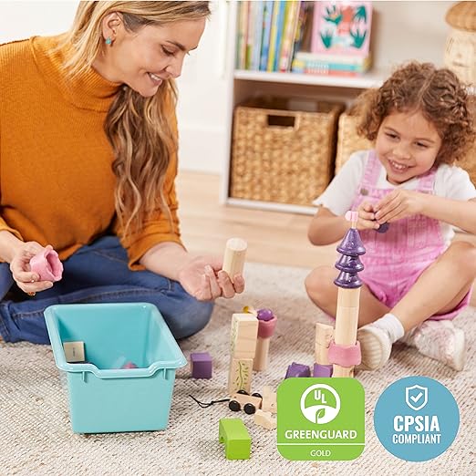 ECR4Kids Scoop Front Storage Bin, Multipurpose Organization, Contemporary, 15-Piece