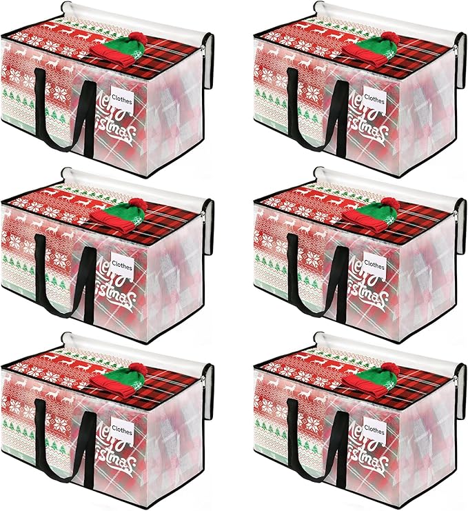 BlissTotes Clear Moving Bags Heavy Duty, 76L Extra Large Storage Bags with Zipper & Reinforced Handles, Waterproof PP Moving Totes for Clothes, Bedding, Comforters, Space Saving Storage (6 Pack)