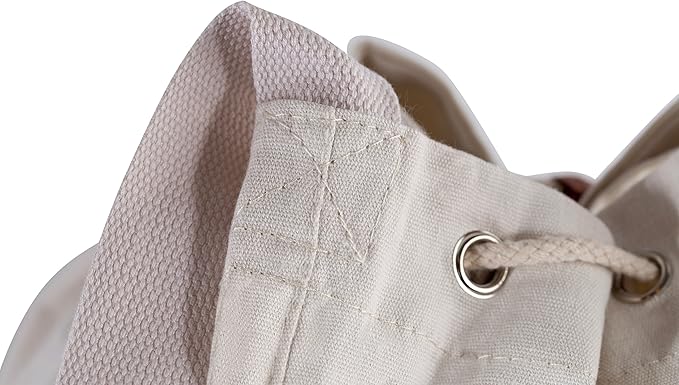 Handy Laundry Canvas Duffel Bag - Drawstring, Leather Closure, Shoulder Strap