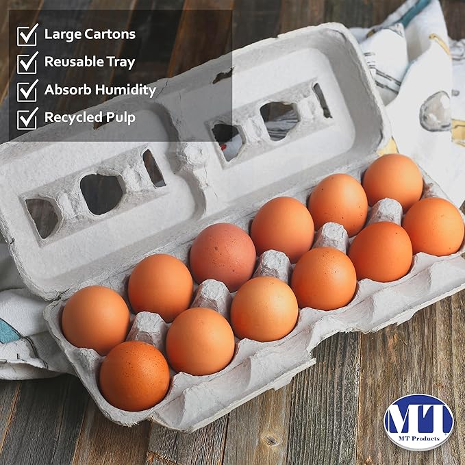 MT Products Blank Natural Pulp Egg Cartons Hold Twelve Eggs 11.50" x 4.2" x 1.25" - Perfect for Chicken Farm (Case of 250) - Made in USA