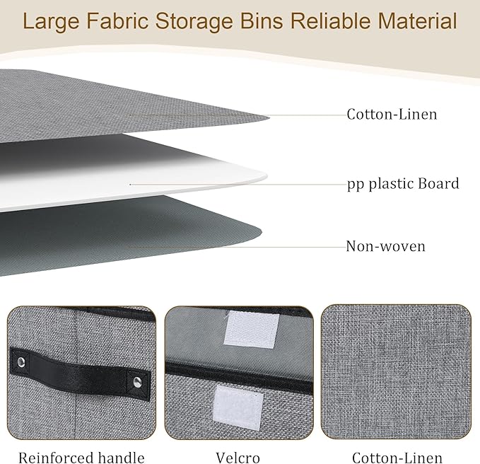 Fabric Storage Bin with Lid, Storage Box with Handles, 10.2 x 7.8 x 6.7 Inch Closet Organizer for Shelves Organization, Gray, 1-Pack